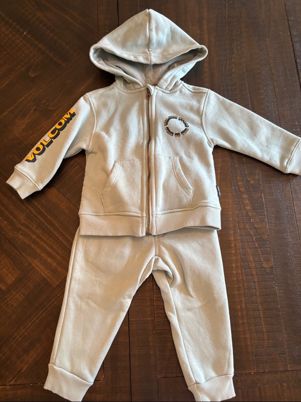 Volcom Kids Light Green Hoodie & Joggers with Yellow Logo